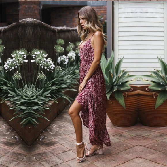 Bohemian V Neck Viscose Maxi Dress - Picture 2 of 11